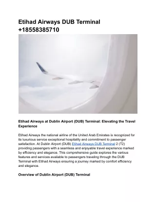 Etihad Airways DUB Terminal