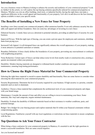 Top Fencing Solutions for Commercial Properties in Manteca