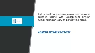 English Syntax Corrector  Zerogpt.com