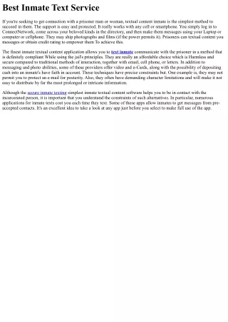 Very best Inmate Text Services