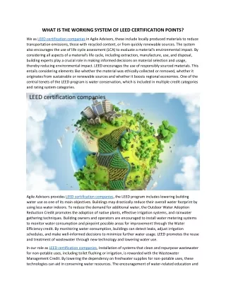 WHAT IS THE WORKING SYSTEM OF LEED CERTIFICATION POINTS