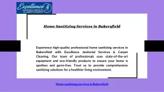 Home Sanitizing Services in Bakersfield