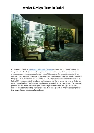 Interior Design Firms In Dubai