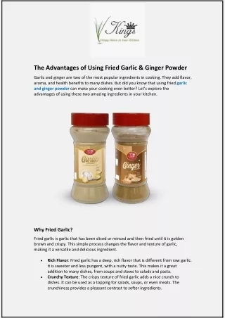 The Advantages of Using Fried Garlic & Ginger Powder