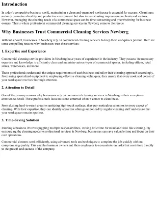 Why Businesses Trust Commercial Cleaning Services Newberg