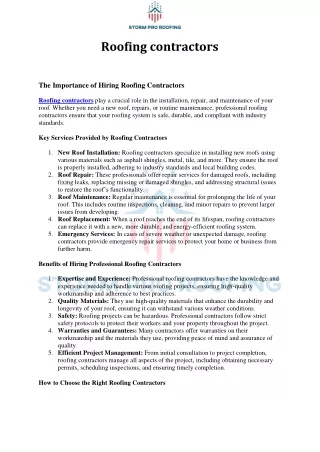 Roofing contractors