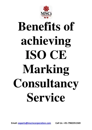 Benefits of achieving ISO CE Marking Consultancy Service