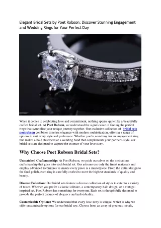 Elegant Bridal Sets  Poetrobson: Perfect for Your Special Day