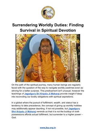 Surrendering Worldly Duties: Finding Survival in Spiritual Devotion