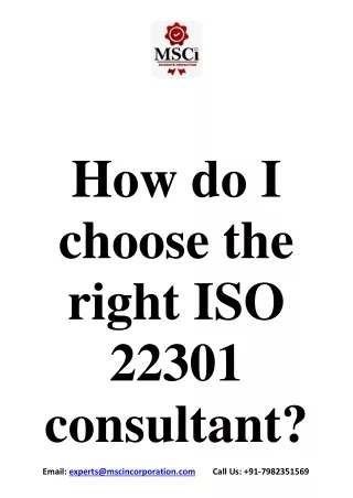 How do I choose the right ISO 22301 consultant