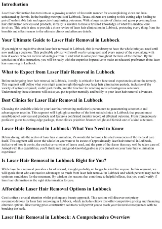 The Comprehensive Overview of Laser Hair Removal in Lubbock