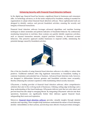 Enhancing Security with Financial Fraud Detection Software