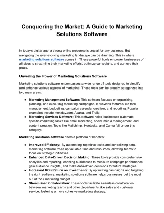 Conquering the Market_ A Guide to Marketing Solutions Software