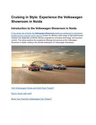 Cruising in Style_ Experience the Volkswagen Showroom in Noida