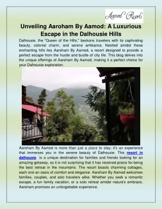 resort in dalhousie