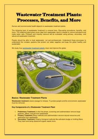 How Wastewater Treatment Plants Work Processes, Benefits, and More