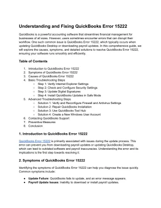 Understanding and Fixing QuickBooks Error 15222