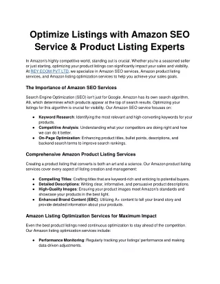 Optimize Listings with Amazon SEO Service & Product Listing Experts