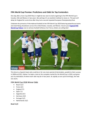 FIFA World Cup Preview Predictions and Odds for Top Contenders