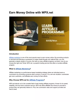 Earn Money Online with WPX