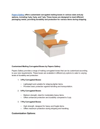 Mailing Corrugated Box Available In Customised With Size And (3-Ply, 5-Ply, 7-Ply)