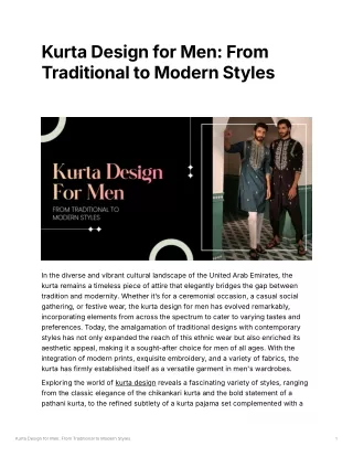 Kurta Design for Men From Traditional to Modern Styles