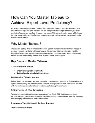 How Can You Master Tableau to Achieve Expert-Level Proficiency