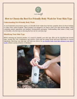 How to Choose the Best Eco Friendly Body Wash for Your Skin Type