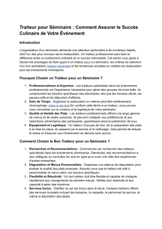traiteur séminaire