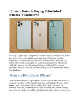 Ultimate Guide to Buying Refurbished iPhones in Melbourne