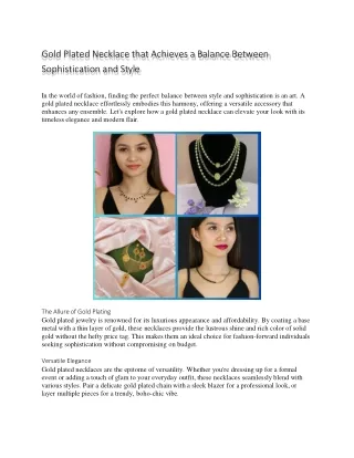 Gold Plated Necklace that Achieves a Balance Between Sophistication and Style