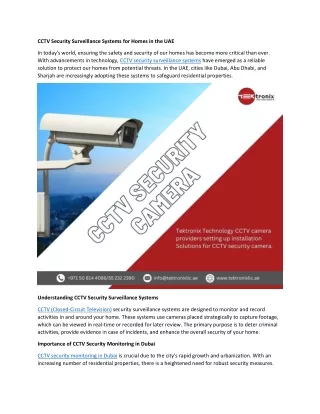 CCTV Security Surveillance Systems for Homes in the UAE