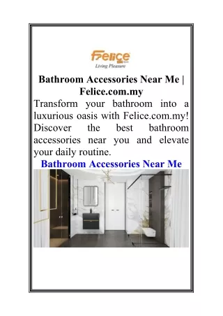 Bathroom Accessories Near Me  Felice.com.my