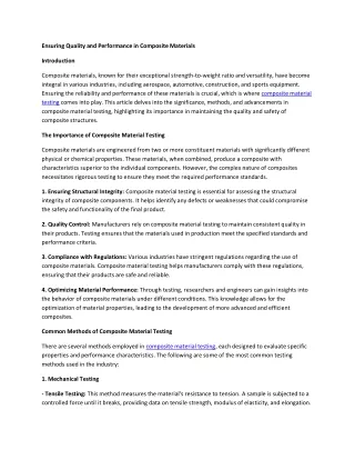 Ensuring Quality and Performance in Composite Materials