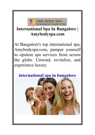 International Spa In Bangalore  Amybodyspa.com