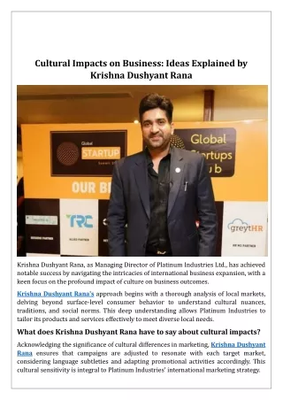 Krishna Dushyant Rana: significance of cultural differences