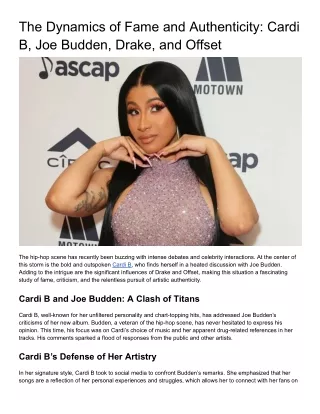 The Dynamics of Fame and Authenticity: Cardi B, Joe Budden, Drake, and Offset
