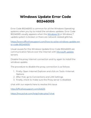 Windows Update Error Code 80246005