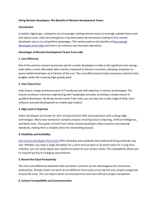 Hiring Remote Developers: The Benefits of Remote Development Teams