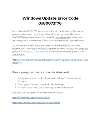 Windows Update Error Code 0x80072f76