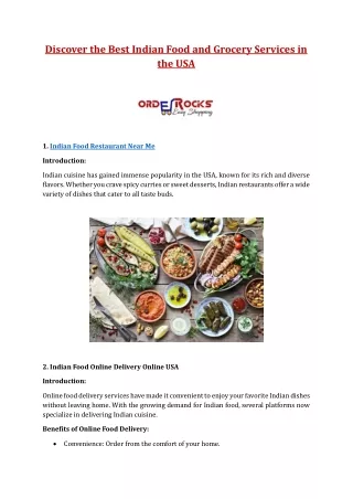 Discover the Best Indian Food and Grocery Services in the USA