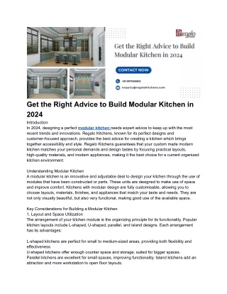 Get the Right Advice to Build Modular Kitchen in 2024