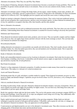 Alternative Investments: What They Are and Why They Matter