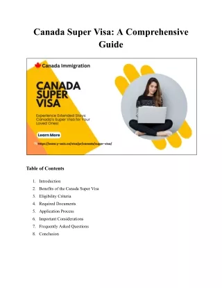 Canada Super Visa: A Comprehensive Guide