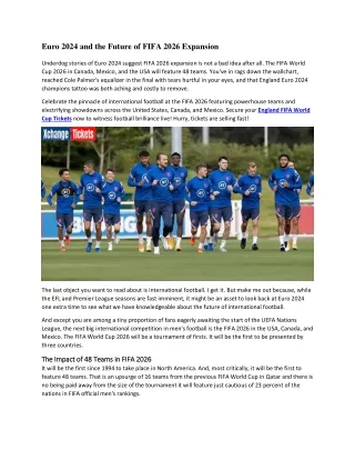 Euro 2024 and the Future of FIFA 2026 Expansion