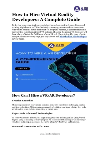 How to Hire a VR Developer: A Comprehensive Guide