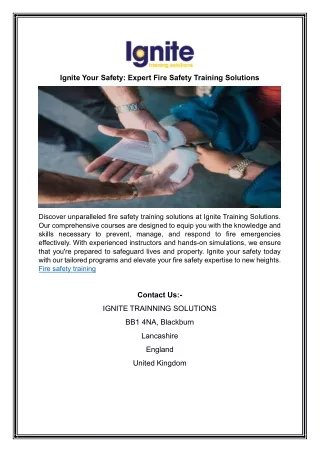 Ignite Your Safety: Expert Fire Safety Training Solutions