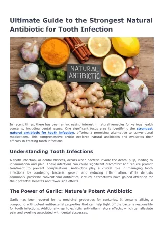 Ultimate Guide to the Strongest Natural Antibiotic for Tooth Infection