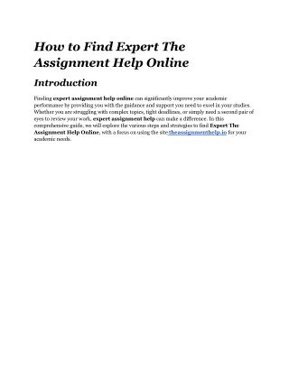 Expert The Assignment Help Online