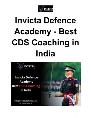 best cds coaching in india - Invicta Defence Academy